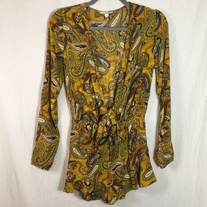 Cotton Candy Rompers Yellow Paisley with Bow